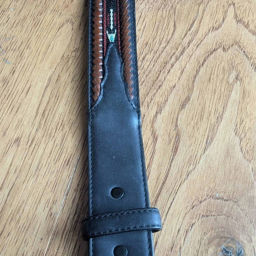 Tony Lama Belt Black Woven Southwestern Braided Leather Mens 36 Equestrian
